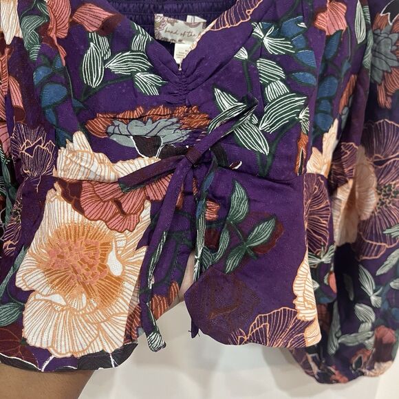 NWT Band Of The Free Floral Purple Floriane Crop Top Blouse Size Medium Boho - Picture 3 of 6